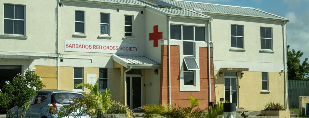 Image of the outside of the Barbados Red Cross Society building.