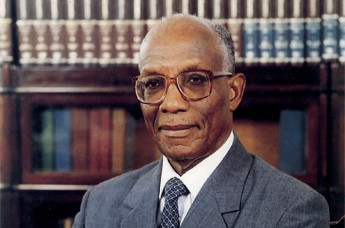 Black and white image of Sir Areleigh Winston Scott, former governor-general of Barbados.